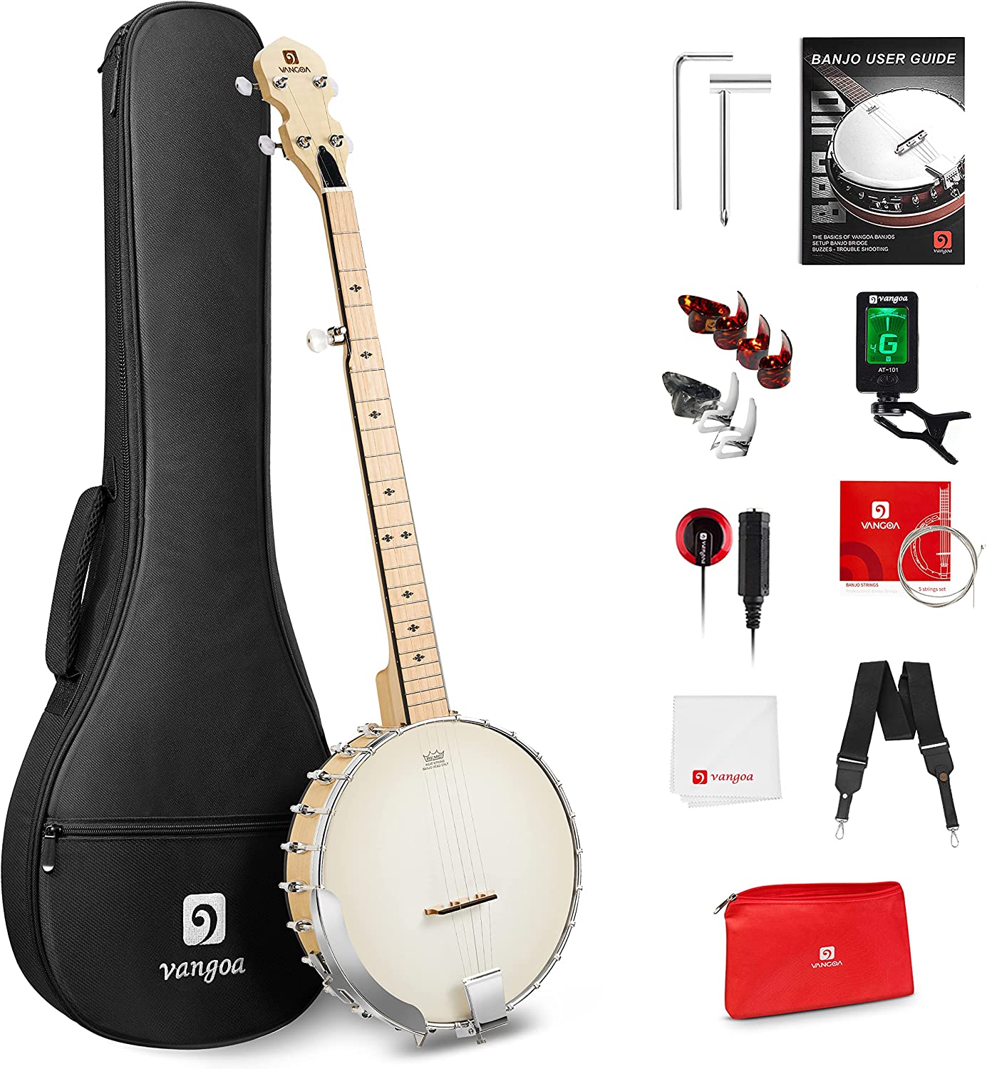 Vangoa Banjo Open Back 5 String Full size