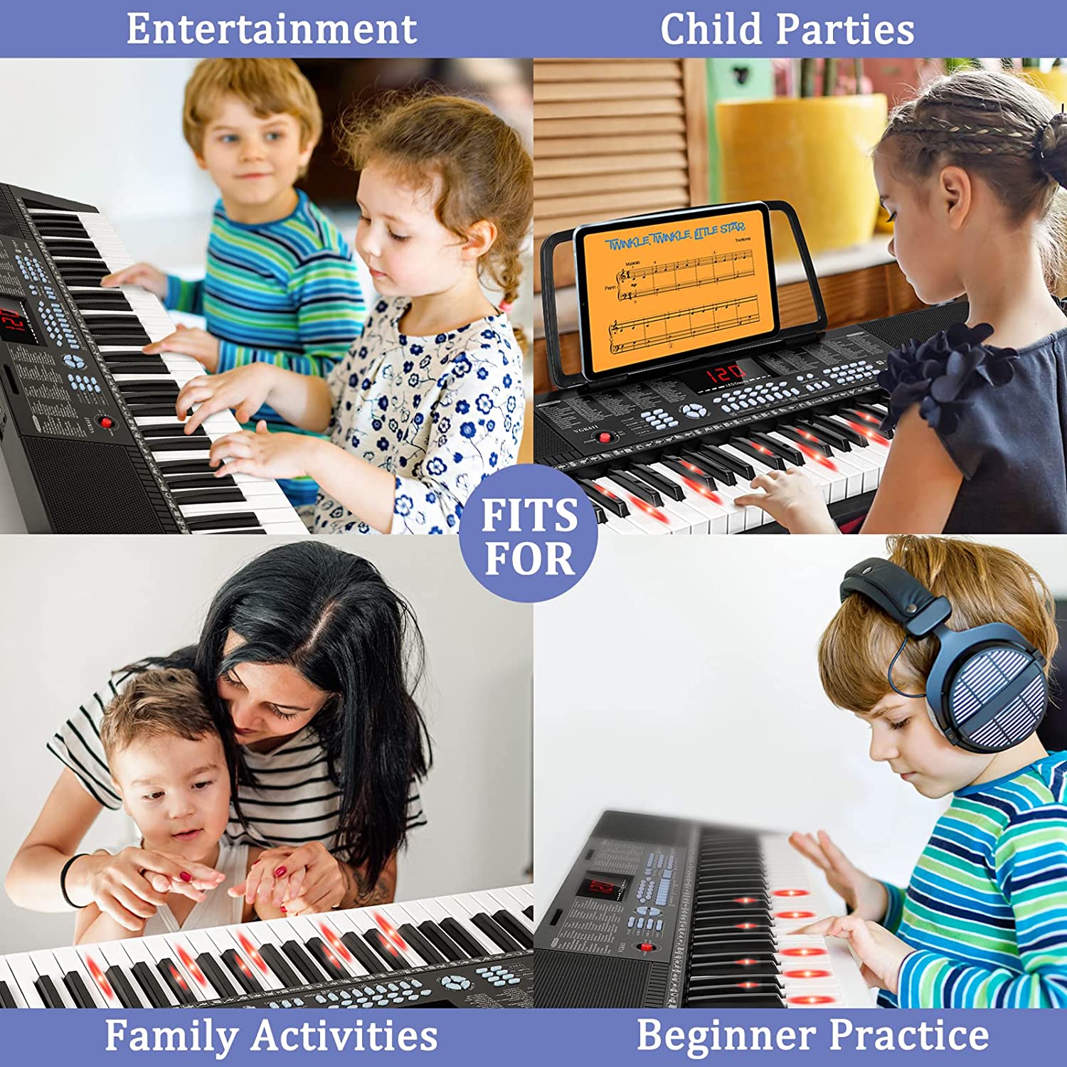 Vangoa VGK611 Piano Keyboard 61 Key Black