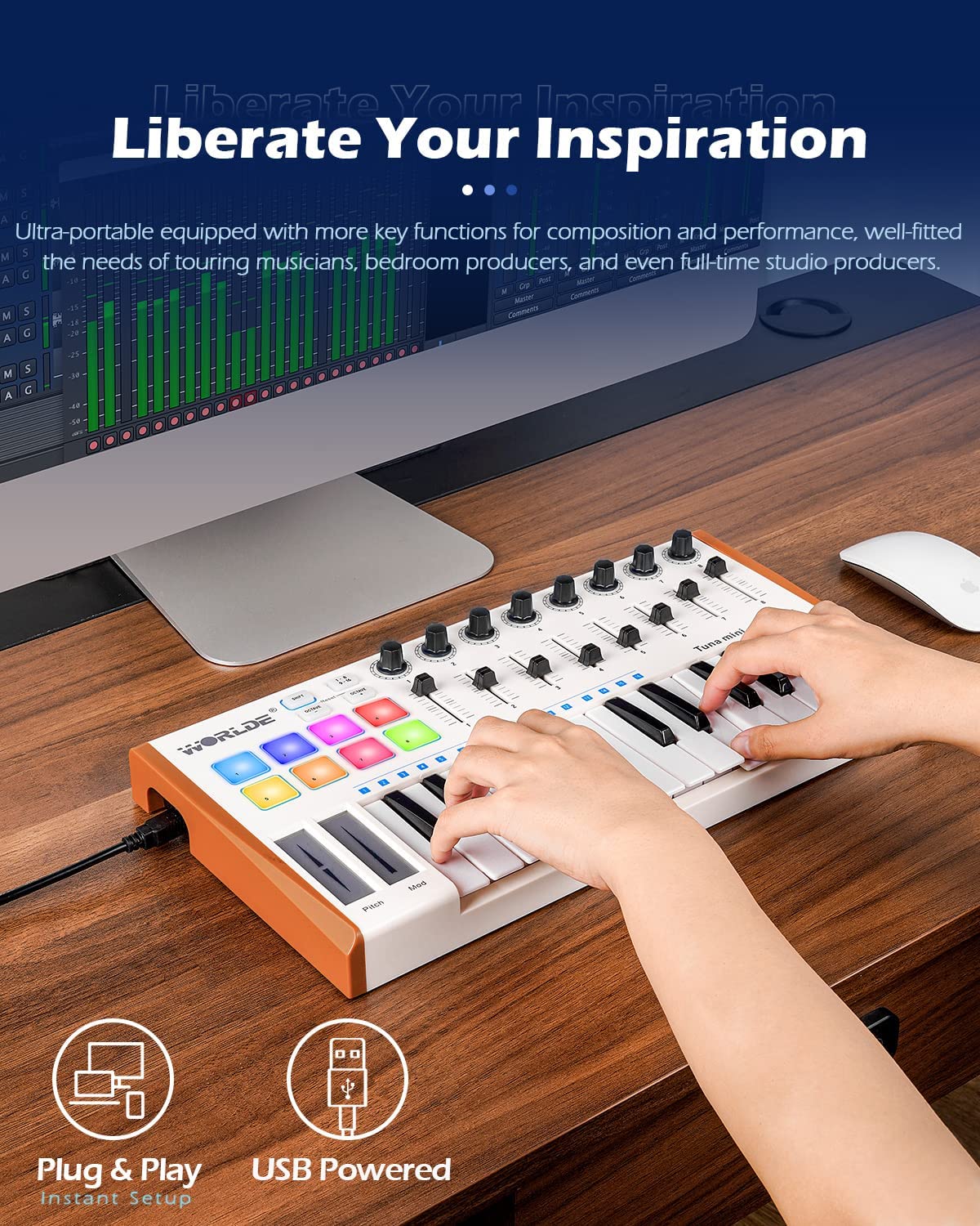 Vangoa Worlde MIDI Keyboard Controller 25 Keys