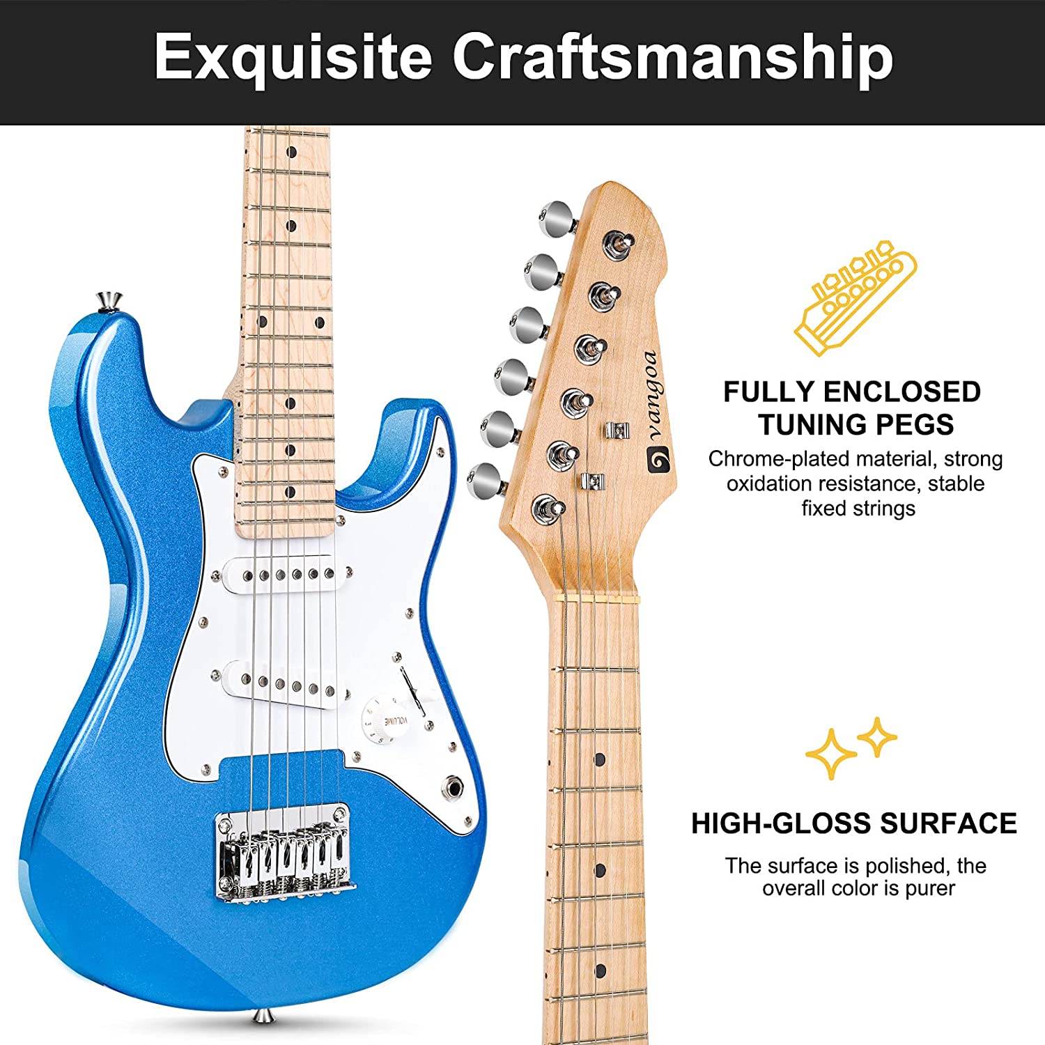 Vangoa 30 Inch Kids Electric Guitar with Digital Tuner Blue