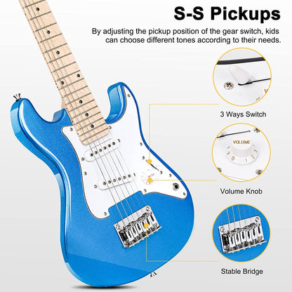 Vangoa 30 Inch Kids Electric Guitar with Digital Tuner Blue