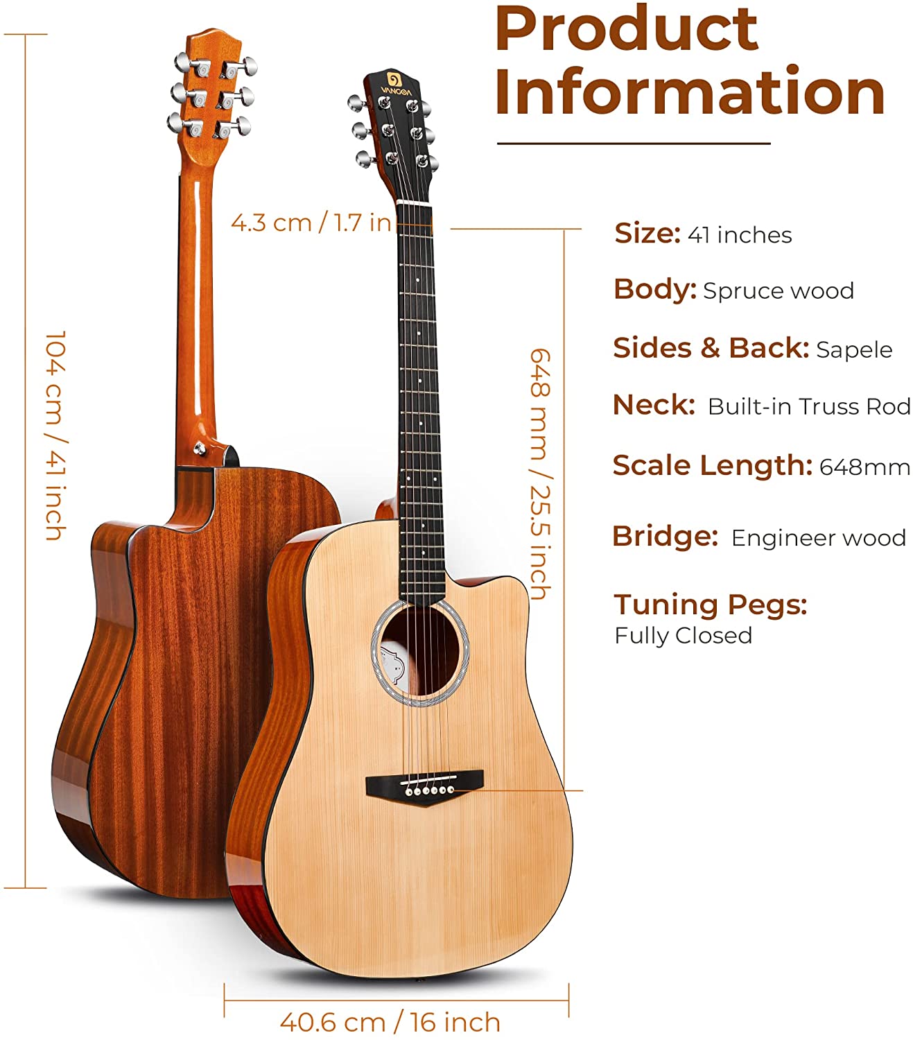 Acoustic store guitar size