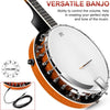 [🇺🇸🇨🇦]Vangoa VBJ-4E Acoustic Electric Banjo 5 String Full Size 24 Brackets with Geared 5th Pegs for Beginners Adults