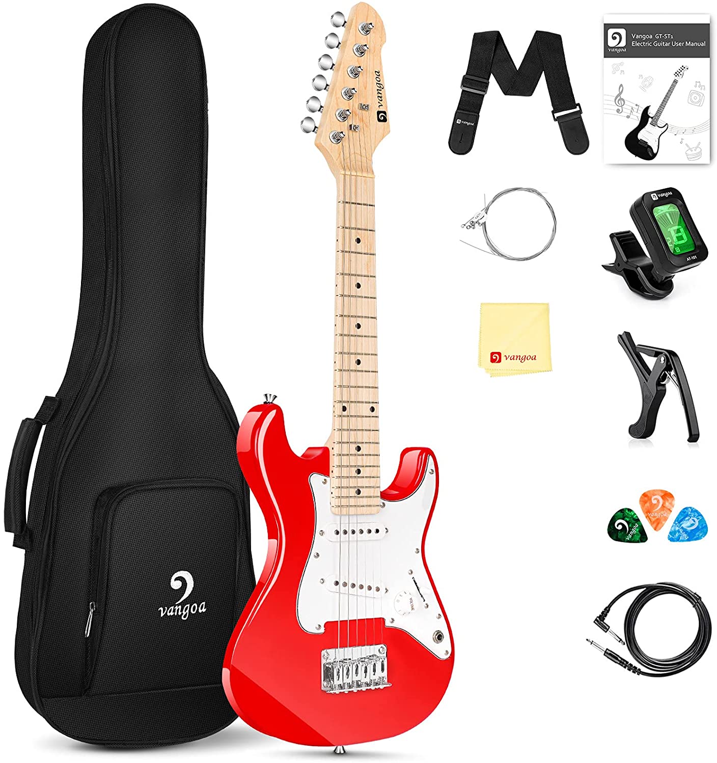 Vangoa 30 Inch Kids Electric Guitar with Digital Tuner Red