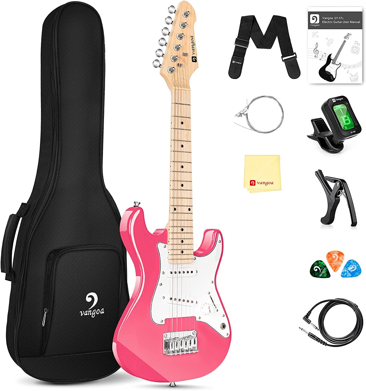 Vangoa 30 Inch Kids Electric Guitar with Digital Tuner Pink