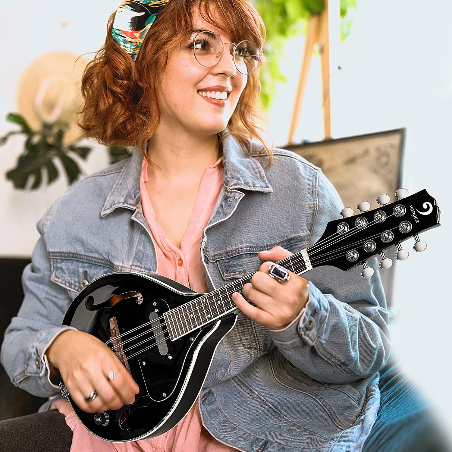 Vangoa Acoustic Electric A Style Mahogany Mandolin for Beginners
