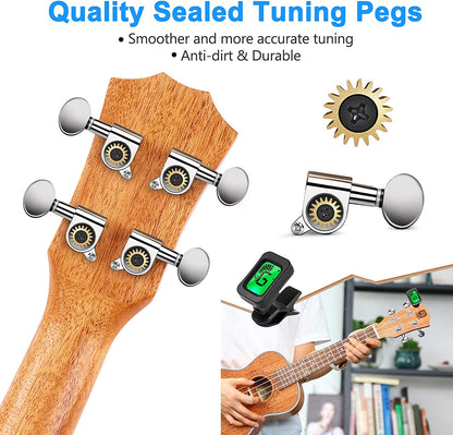 Vangoa VU403 Ukulele Concert Mahogany Bundle 23 inch Ukelele for Beginners Four String