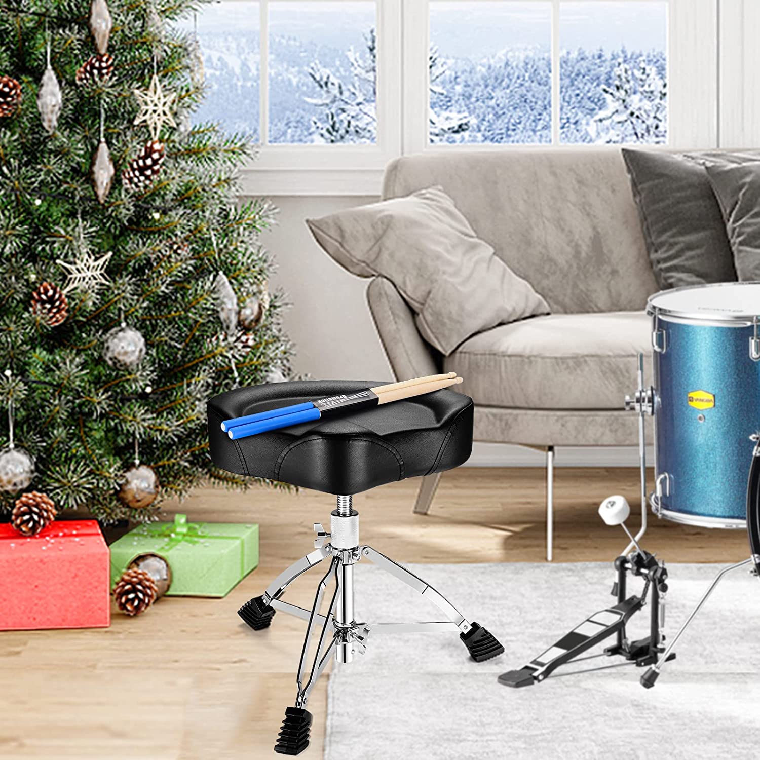 Vangoa Drum Throne Adjustable Height Black