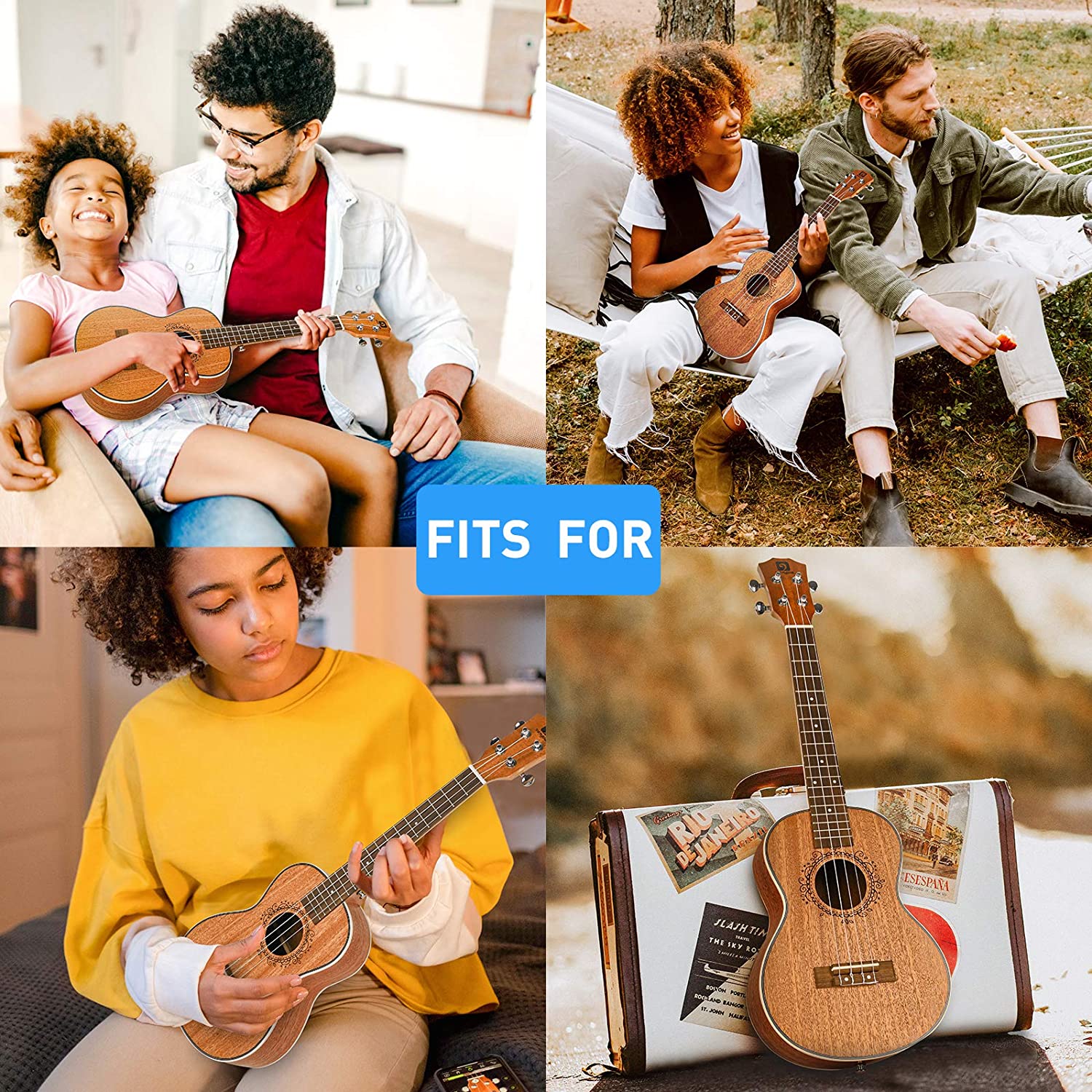 Vangoa VU403 Ukulele Concert Mahogany Bundle 23 inch Ukelele for Beginners Four String