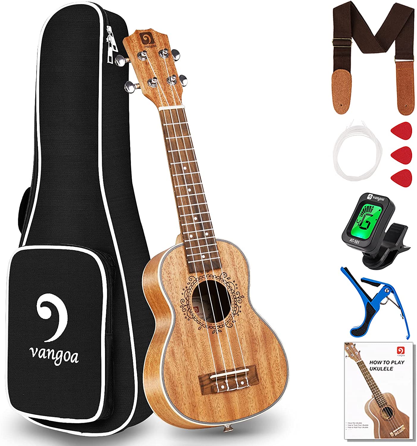 Vangoa VU401 Ukulele Soprano Mahogany 21 Inch Four String Starter Kit