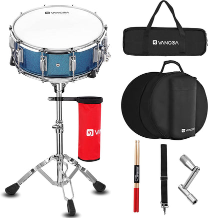 Vangoa Blue Snare Drum Set with Stand for Student 14"X 5.5"