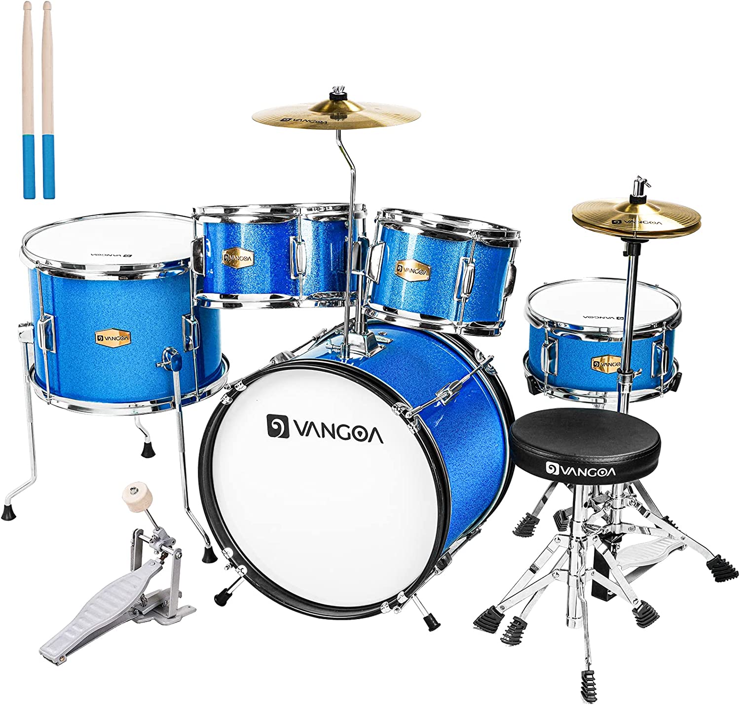 available on Amazon Vangoa 5 Piece 16 Inch Drum Kit Blue