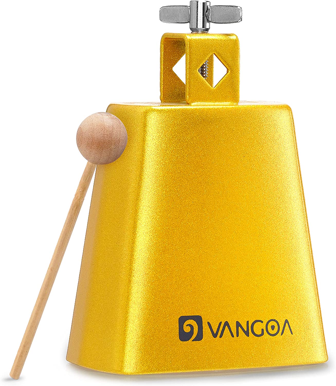 Vangoa 5 Inch Cow Bell With Mallet Beater Sticks Gold