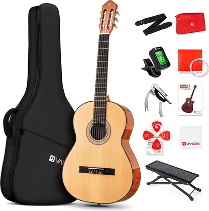 Classical Guitar 36" 3/4 Spanish Style Classical Guitarra, 36 Inch Nylon Strings Guitar Ideal for Beginner Teens Adults, Natural Spruce
