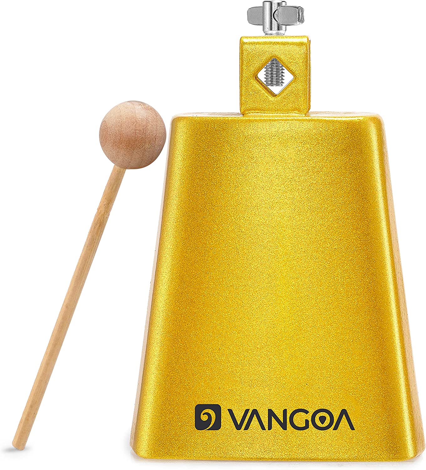 Vangoa 6 Inch Cow Bell With Mallet Beater Sticks Gold