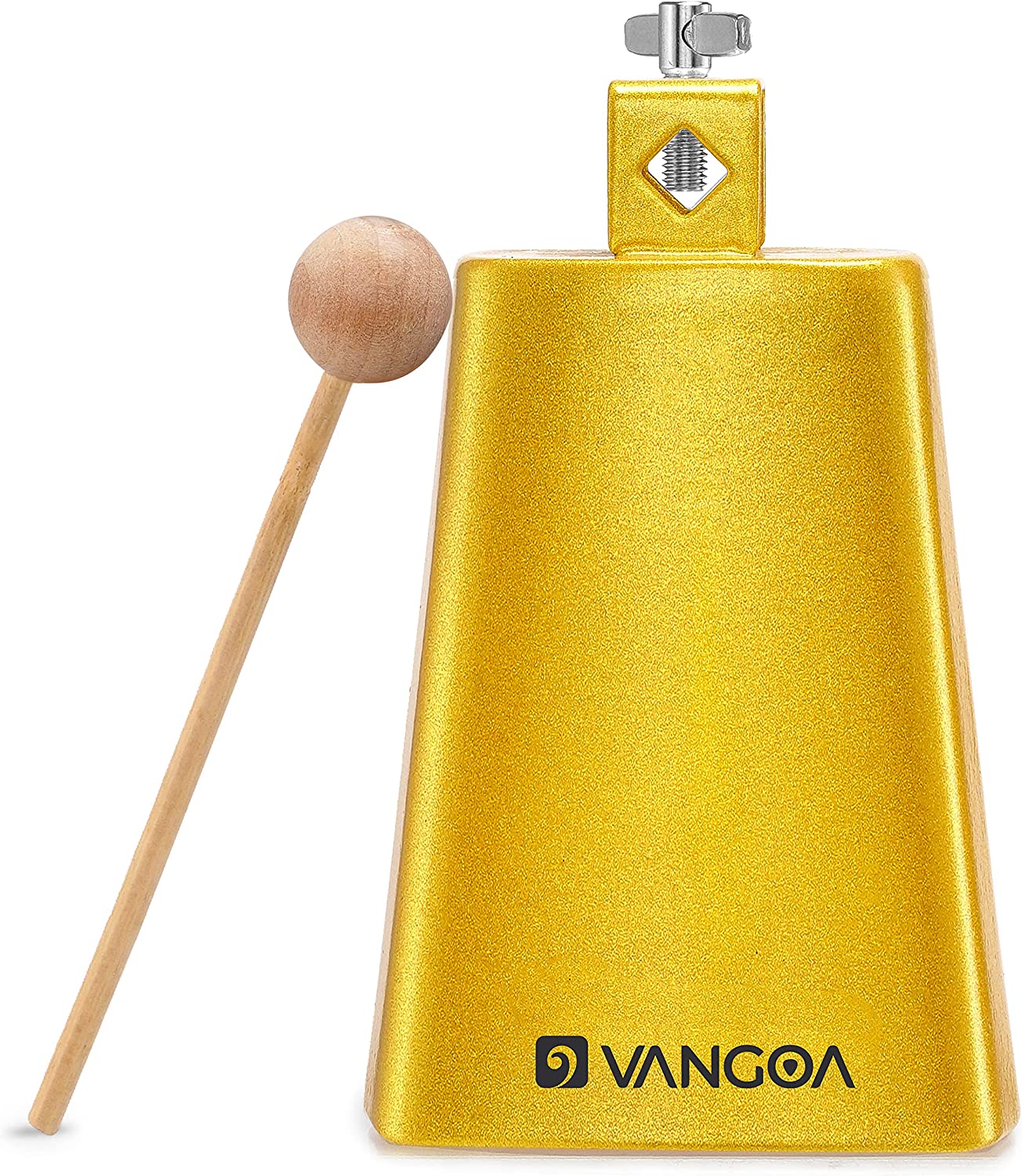 Vangoa 7 Inch Cow Bell With Mallet Beater Sticks Gold