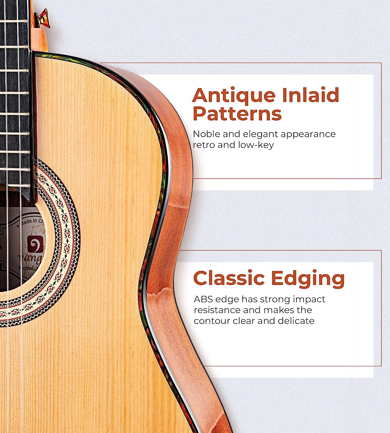 Classical Guitar 36" 3/4 Spanish Style Classical Guitarra, 36 Inch Nylon Strings Guitar Ideal for Beginner Teens Adults, Natural Spruce