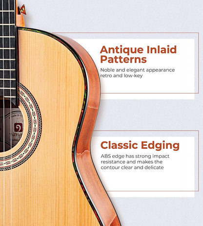 Classical Guitar 36" 3/4 Spanish Style Classical Guitarra, 36 Inch Nylon Strings Guitar Ideal for Beginner Teens Adults, Natural Spruce