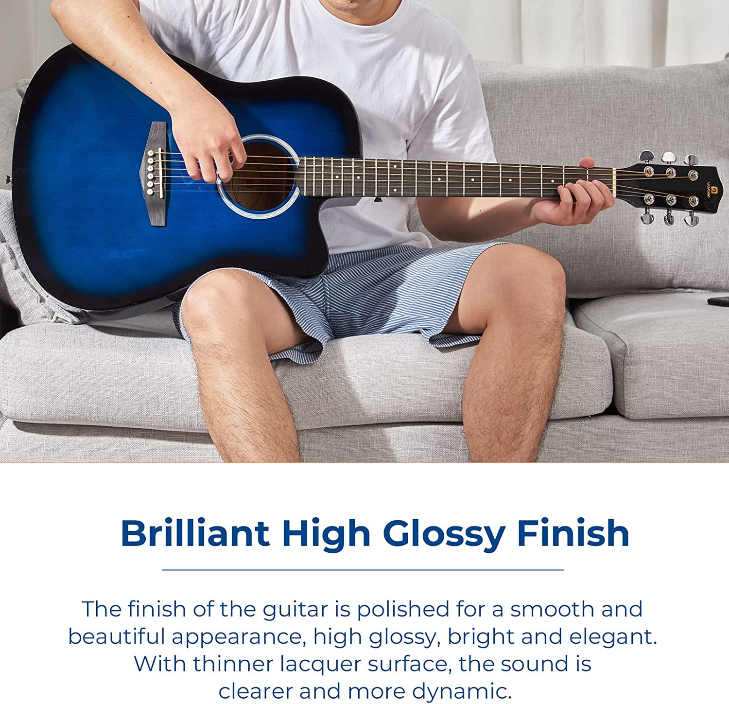 Vangoa 41 Inch Acoustic Guitar Full Size Blue - Vangoa