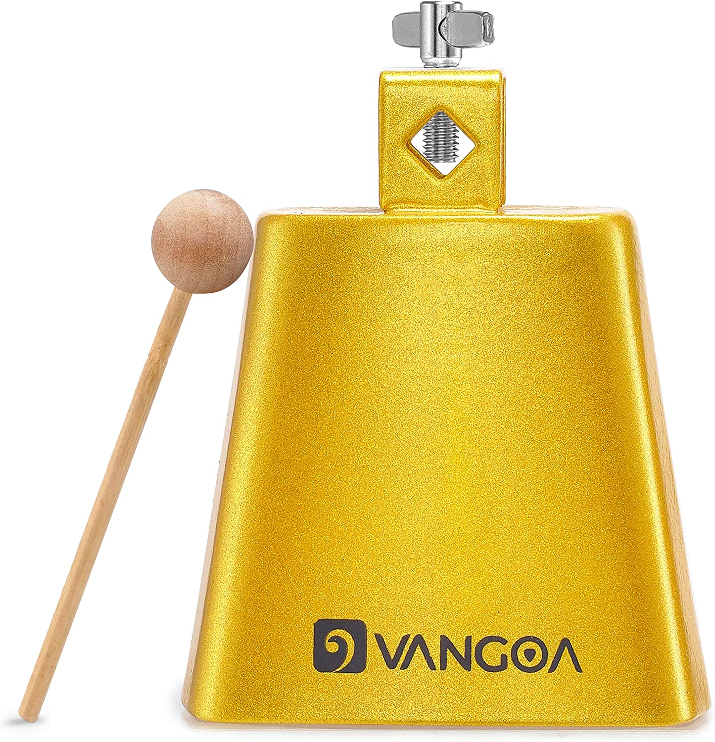Vangoa 5 Inch Cow Bell With Mallet Beater Sticks Gold - Vangoa