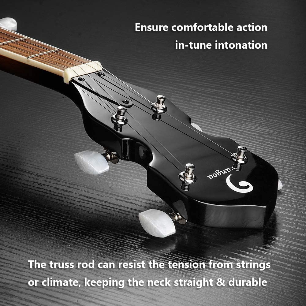 Vangoa 5 String Banjo Remo Head Closed Solid Back with beginner Kit 38 Inch - Vangoa