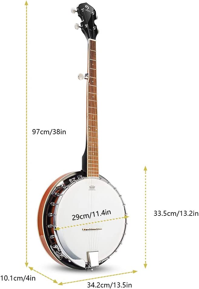 Vangoa 5 String Banjo Remo Head Closed Solid Back with beginner Kit 38 Inch - Vangoa