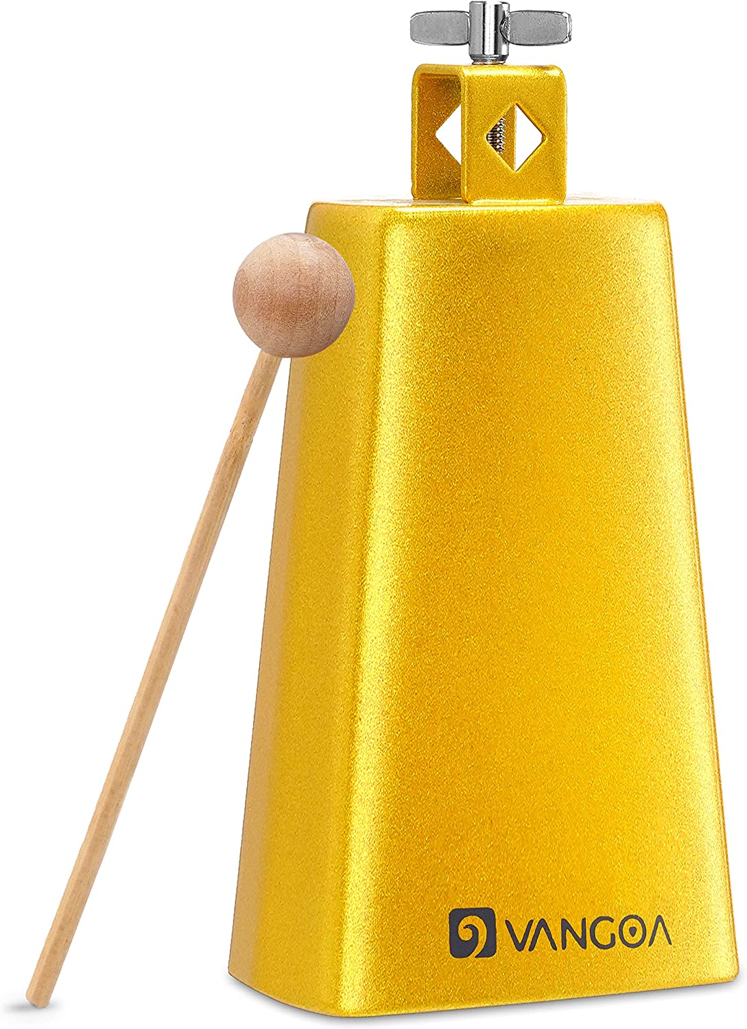 Vangoa 8 Inch Cow Bell With Mallet Beater Sticks Gold - Vangoa