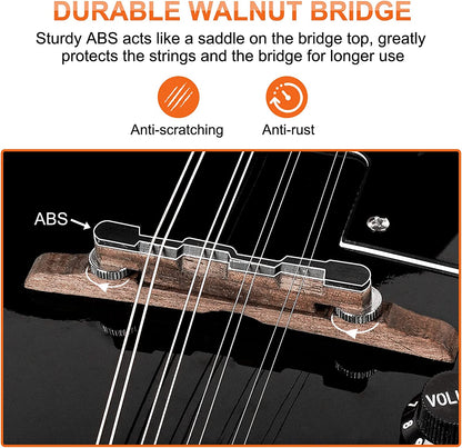 Vangoa Acoustic Electric A Style Mahogany Mandolin for Beginners - Vangoa