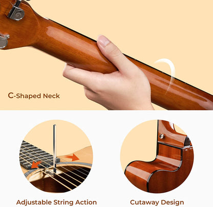 Vangoa Acoustic Guitar Full Size Natural - Vangoa
