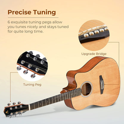 Vangoa Acoustic Guitar Full Size Natural - Vangoa