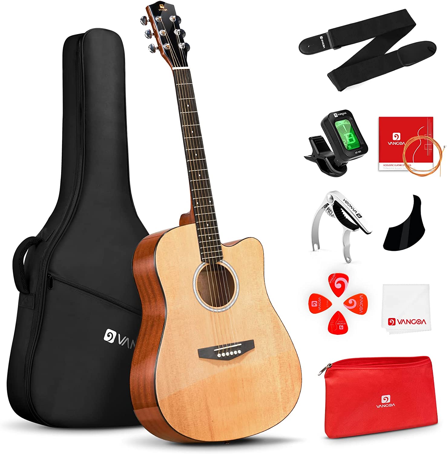 Vangoa Acoustic Guitar Full Size Natural - Vangoa