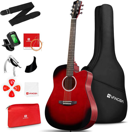 Vangoa Acoustic Guitar Full Size Red - Vangoa