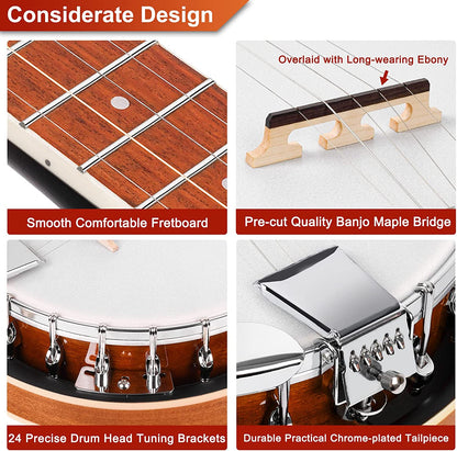 Vangoa Banjo 5 String Beginner Full Size Kit - Vangoa