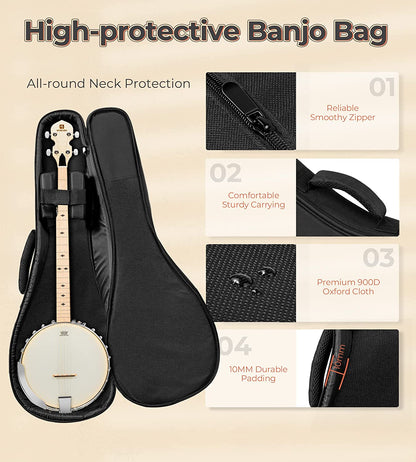 Vangoa Banjo Open Back 5 String Full size - Vangoa