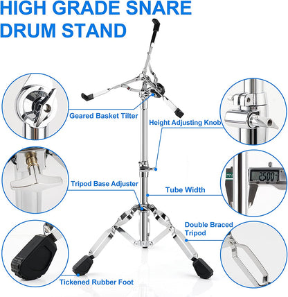 Vangoa Snare Drum Stand Adjustable Height with Carrying Bag Fit 10" to 15" Dia Drums - Vangoa