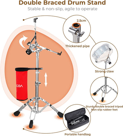 Vangoa Student Snare Drum Set with Stand Brown 14"X 5.5" - Vangoa