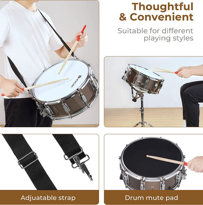 Vangoa Student Snare Drum Set with Stand Brown 14"X 5.5" - Vangoa