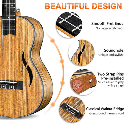 Vangoa Tenor Ukulele 26 Inch Acoustic Walnut Uke - Vangoa