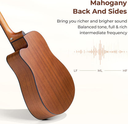 Vangoa VG - 1 Matte Acoustic Guitar 41 Inch Right Hand Natural - Vangoa