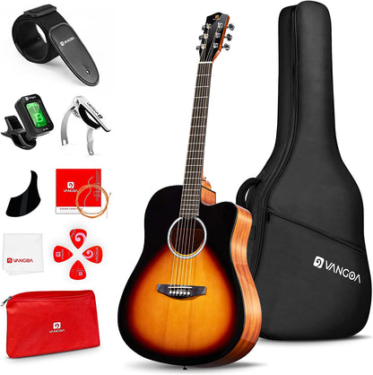 Vangoa VG - 1 Sunburst Acoustic Guitar 41 Inch Full Size Glossy - Vangoa