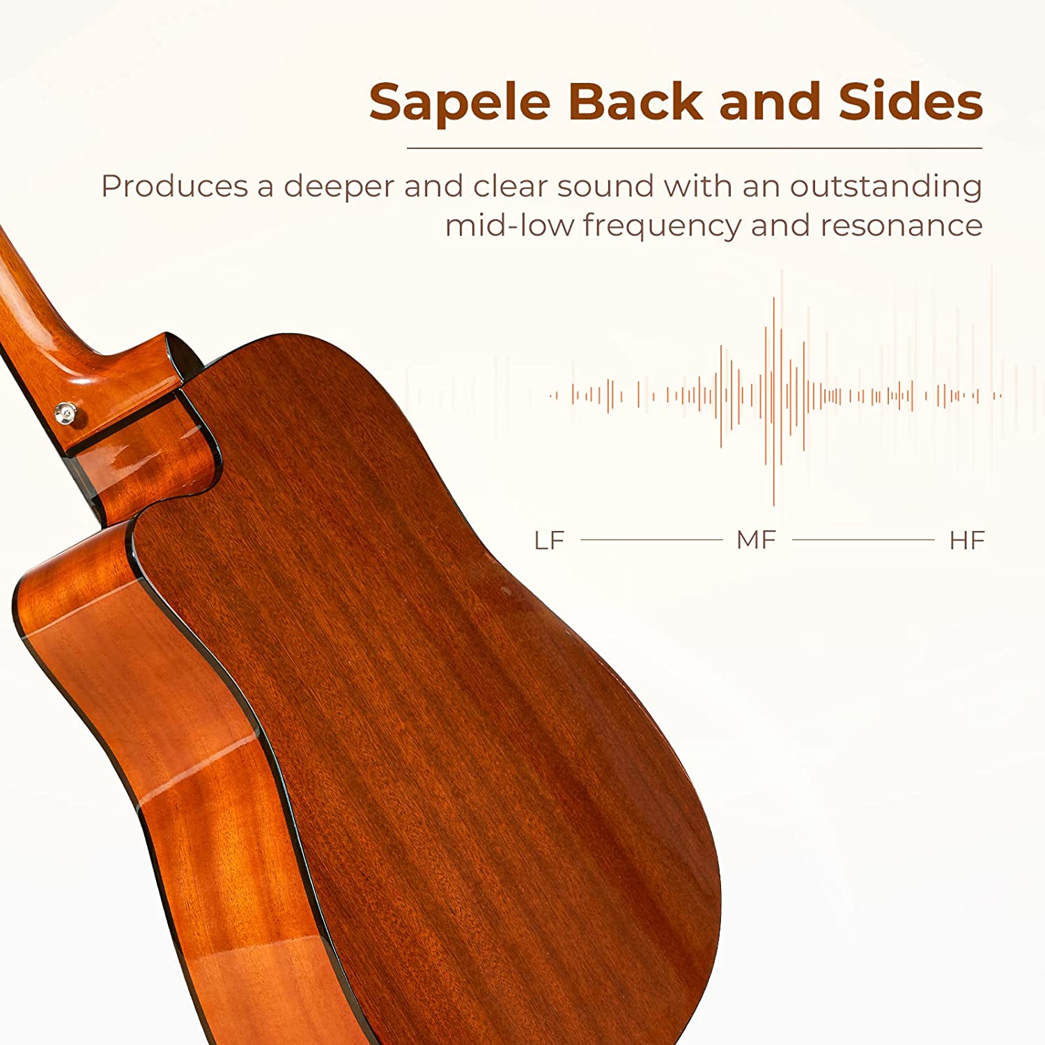 Vangoa VG - 1 Sunburst Acoustic Guitar 41 Inch Full Size Glossy - Vangoa