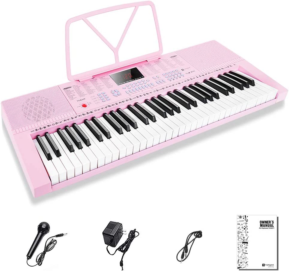 Vangoa VGK610 Piano Keyboard 61 Mini Keys Pink - Vangoa