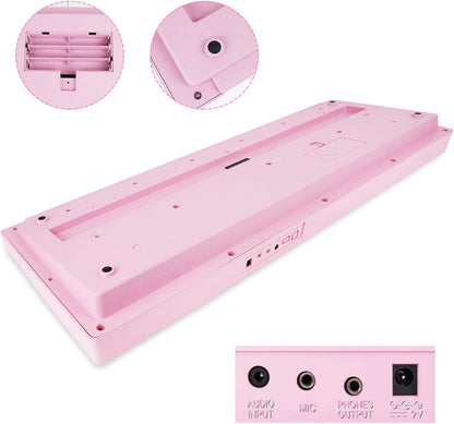 Vangoa VGK610 Piano Keyboard 61 Mini Keys Pink - Vangoa