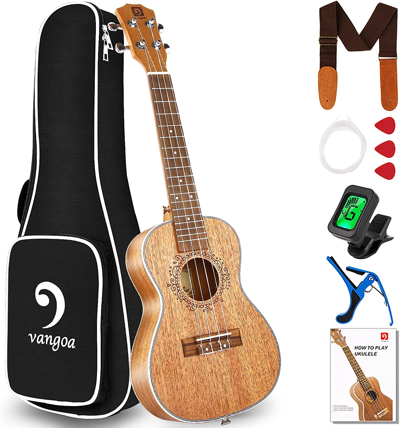 Vangoa VU406 Tenor Ukulele 26 Inch Mahogany Professional Acoustic Ukelele Four String Starter Kit - Vangoa