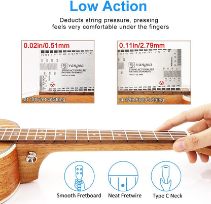Vangoa VU406 Tenor Ukulele 26 Inch Mahogany Professional Acoustic Ukelele Four String Starter Kit - Vangoa