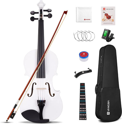Vangoa White Acoustic Violin Set 4/4 Full Size - Vangoa